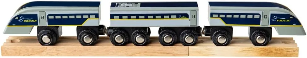 Bigjigs Rail Eurostar Toy Train | Model of The e320 Engine | Wooden Accessories for Railway Track Set | Ideal First Gift for 3  Year Old Kids | Educational Tool Suitable for Young Boys & Girls