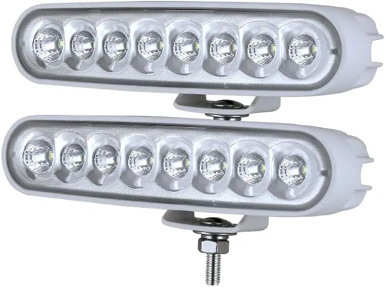 BIGLIONX 6.5 Inch Flood LED Light Bar, 2 PC 80W 8600LMS Slim Deck Dock Marine Lamp, IP69K 12V 24V Super Bright for Boat Truck Off-Road Car SUV (White)