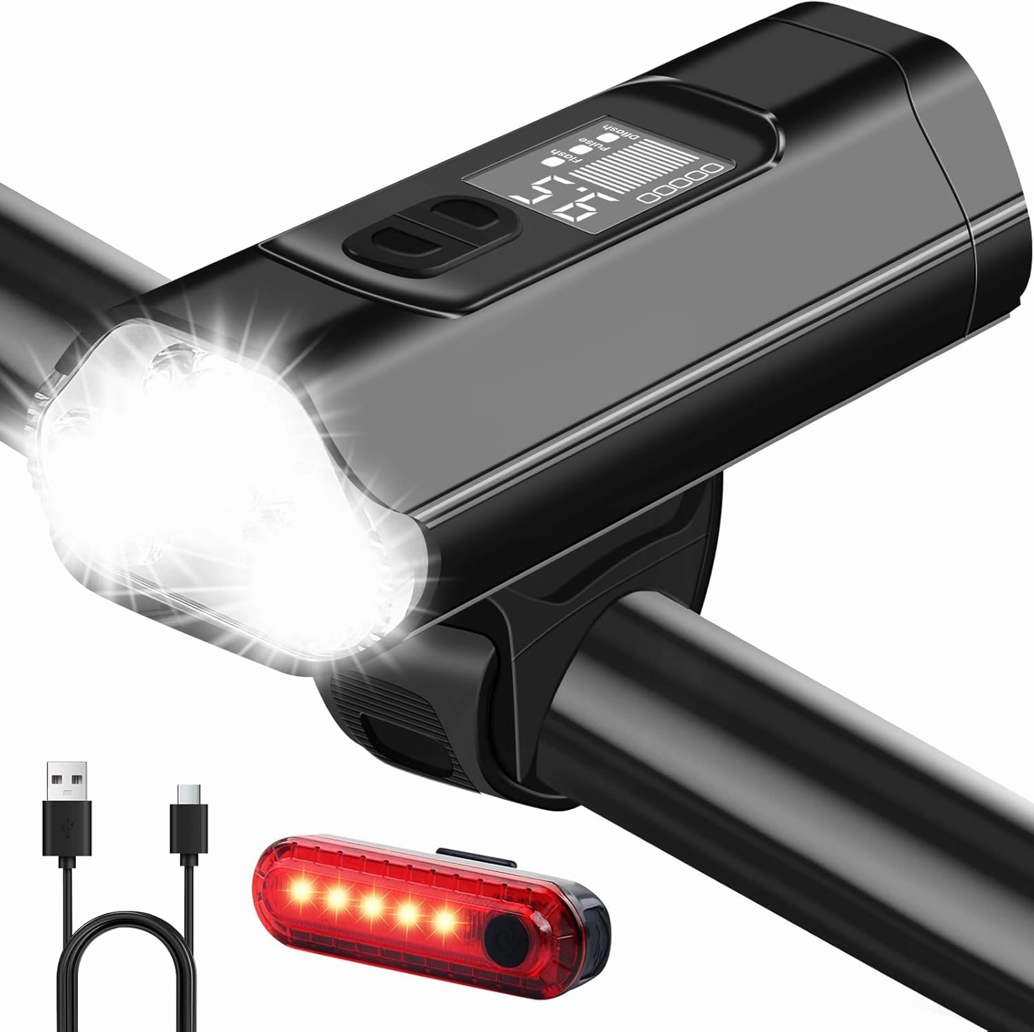 Bike Headlight and Taillight, Bike Lights Front and Back, Bicycle Light for Night Riding, 360°Rotatable, USB Rechargeable Bicycle Light, 9 Modes, IPX6 Upgrade Waterproof