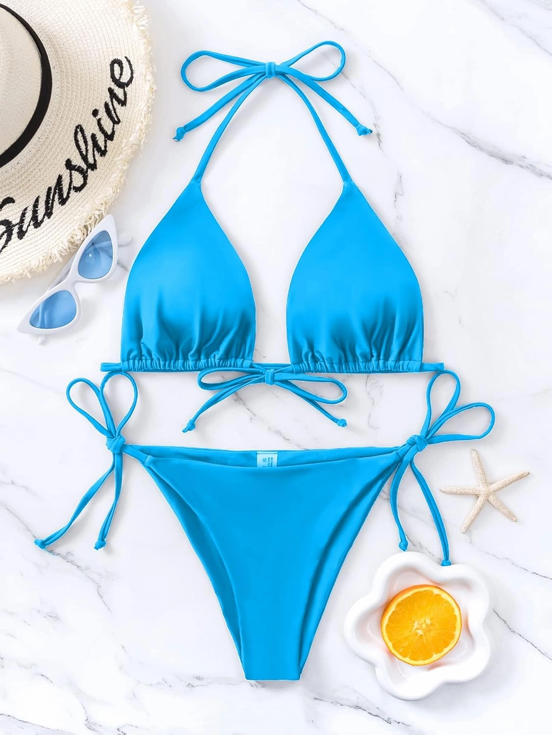 Bikinis Swimsuit Set for Women Swimwear Triangle Bathing Suit Tie String Thong