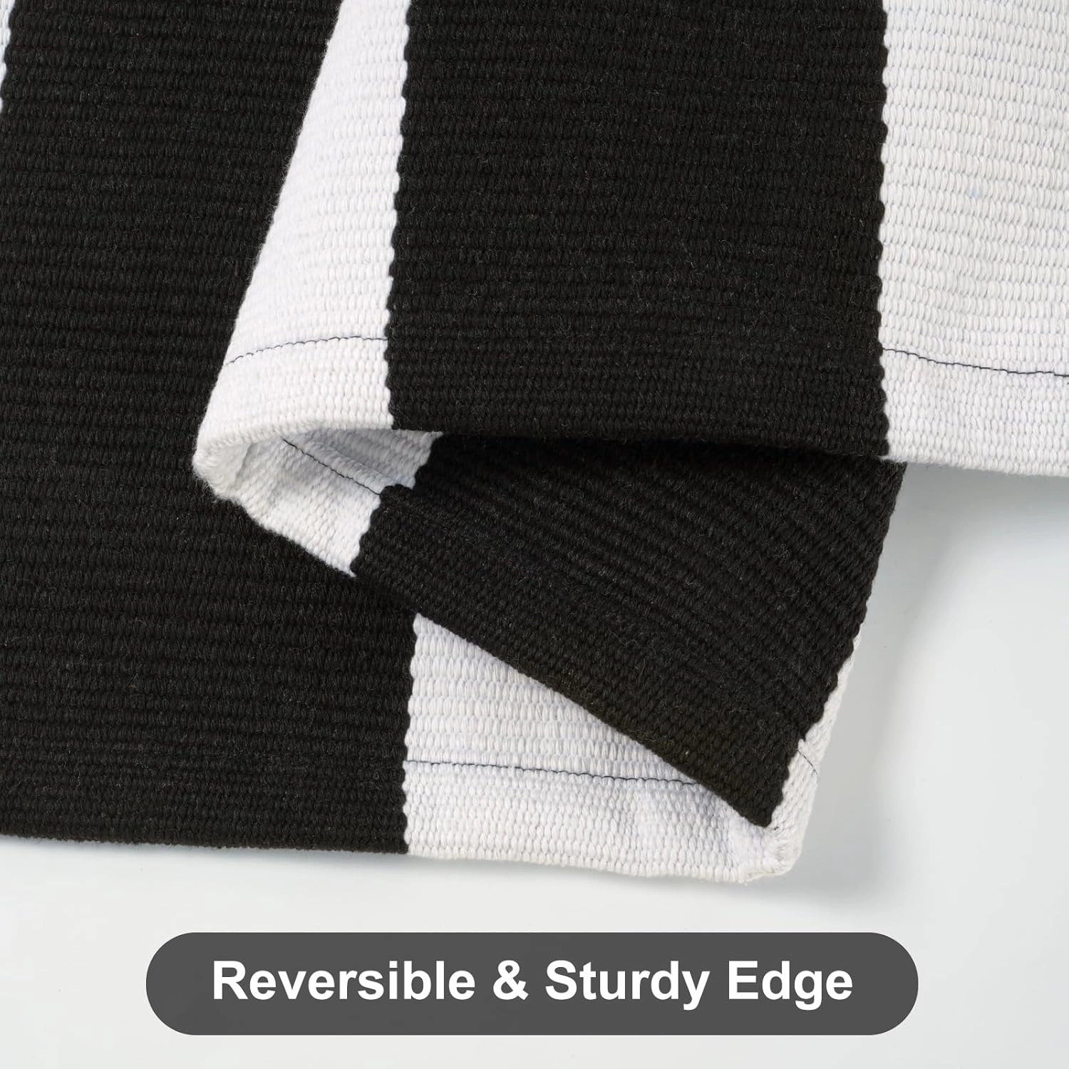 Black and White Striped Outdoor Rugs 2.3'x3.6', Washable Hand Woven Front Door Rug, Reversible Welcome Mat Foldable Layered Door Mats for Entryway Porch Decor Home Entrance