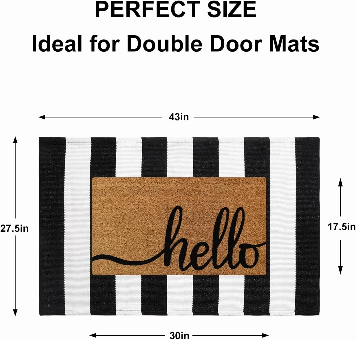 Black and White Striped Outdoor Rugs 2.3'x3.6', Washable Hand Woven Front Door Rug, Reversible Welcome Mat Foldable Layered Door Mats for Entryway Porch Decor Home Entrance