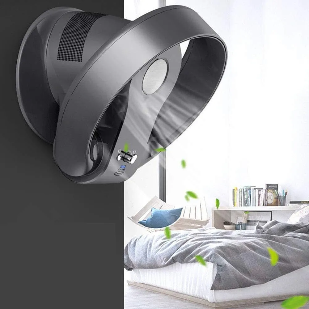 Bladeless Cooling Fan with Air Multiplier, Remote Control, 3-Speed, Sleep Timer, Oscillating 90°, Quiet Operation for Home & Office(Black,A2)