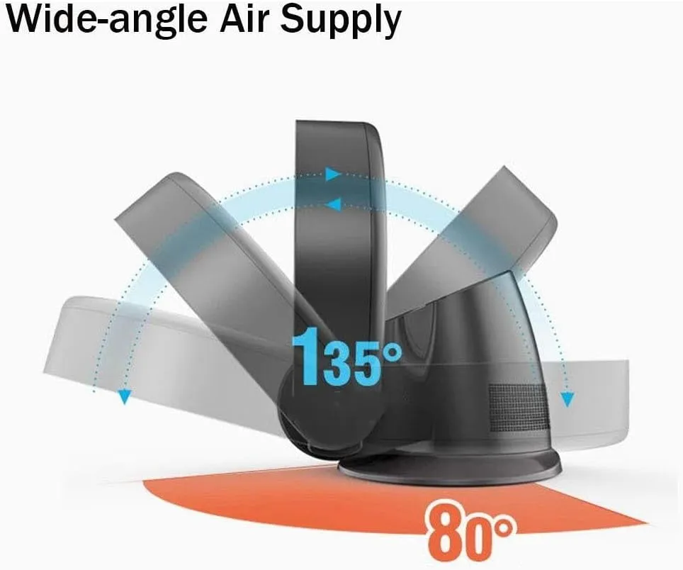 Bladeless Cooling Fan with Air Multiplier, Remote Control, 3-Speed, Sleep Timer, Oscillating 90°, Quiet Operation for Home & Office(Black,A2)
