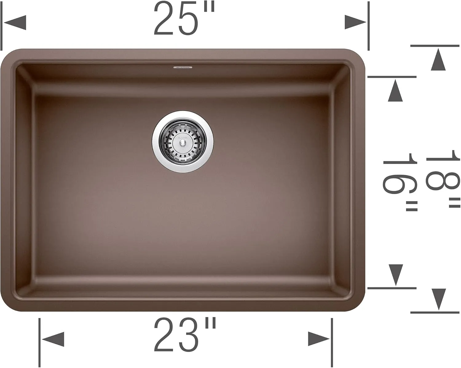 BLANCO, Café Brown 442546 PRECIS SILGRANIT ADA-Compliant Undermount Kitchen Sink, 25" X 18"