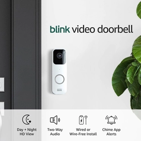 Blink Video Doorbell — Two-way audio, HD video, long-lasting battery life, wired or wire-free install, motion detection, chime app alerts, Works with Alexa (White)