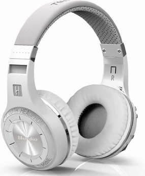 Bluedio Bluetooth 5.0 Headphones Over Ear, Wireless and Wired Bluetooth On-Ear Stereo Earphones Noise Cancelling Headsets with Microphone, Line-in/Line-Out//Voice Contrl (White)