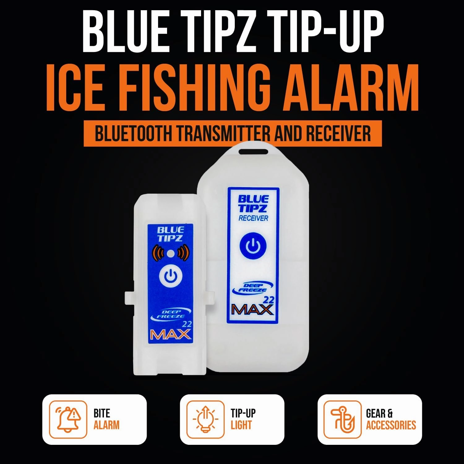 BlueTipz Tip-Up Ice Fishing Alarm - Bite Alarm - Ice Fishing Tip-Up Light - Ice Fishing Gear & Accessories - Free Bluetooth iOS & Android Application