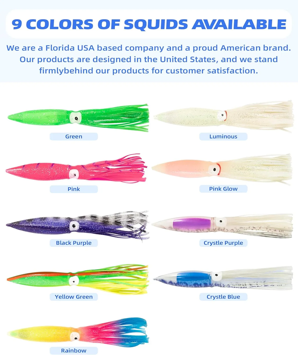 BLUEWING 18"/36" Fishing Spreader Bar Canyon Center/Port/Starboard Offshore with 6in/9in Floating Squids, Trolling Birds and 316 Stainless Steel Rod for Wahoo Tuna Marlin Mahi Mahi, Includes Mesh Bag