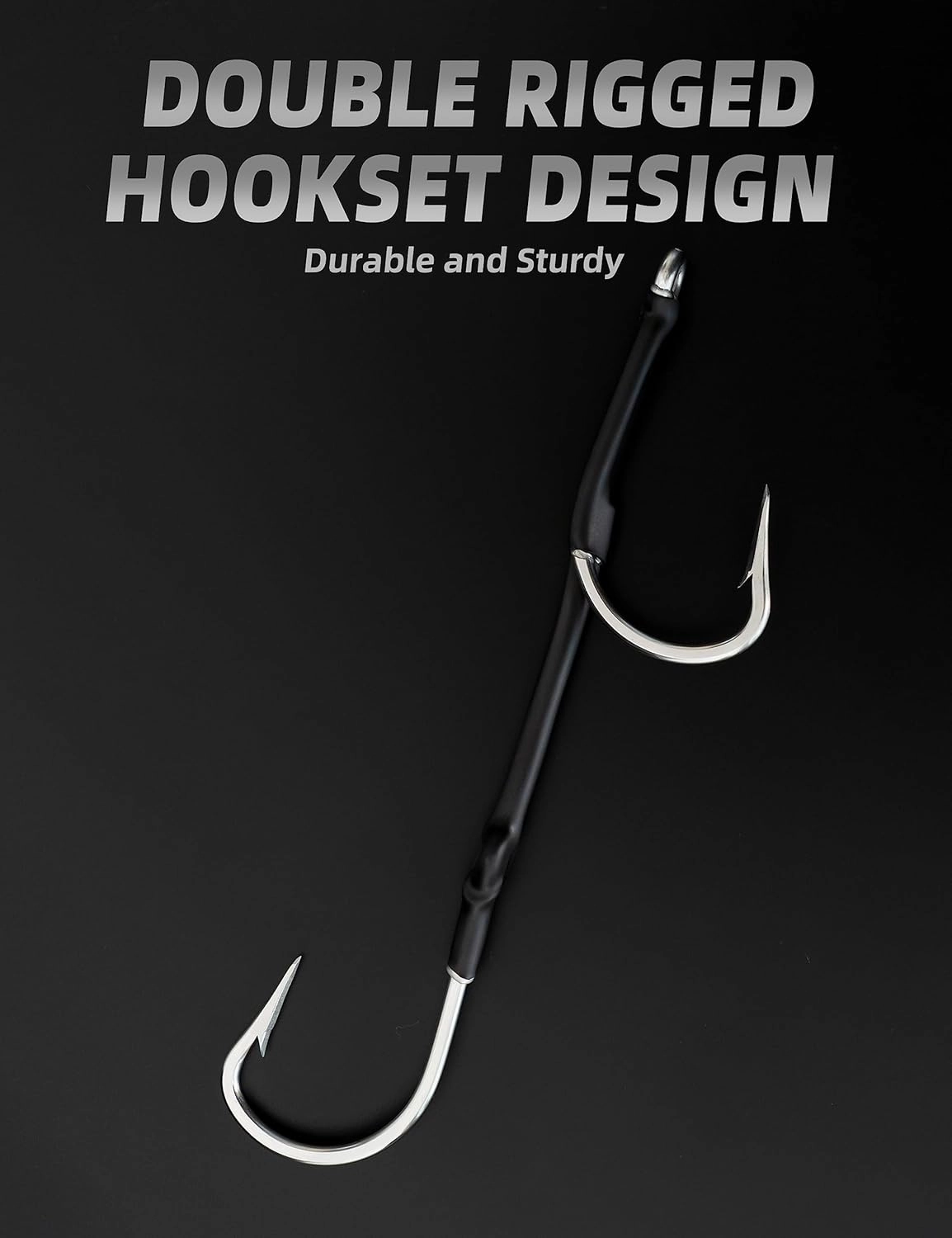 BLUEWING Double Rigged SS Southern Bend Hookset 2/5pcs Stainless Steel Big Game Fishing Trolling Hooks with Rubber Tube for Saltwater Fish