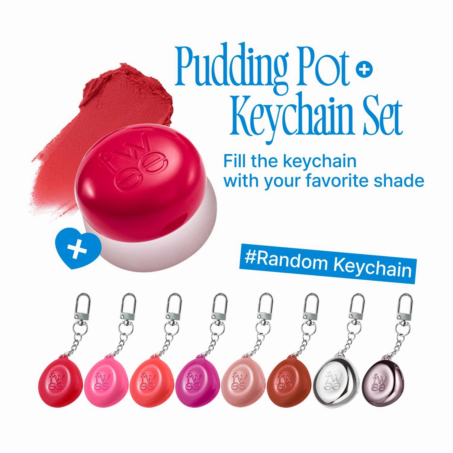 Blurry Pudding Pot   Keychain SET | Airbrushed Blush & Lip, Buildable Pigment, Long-lasting, Lightweight, Easy to Blend, Natural Soft Matte Finish Makeup – Crush (Vivid Pink) | 0.17 oz
