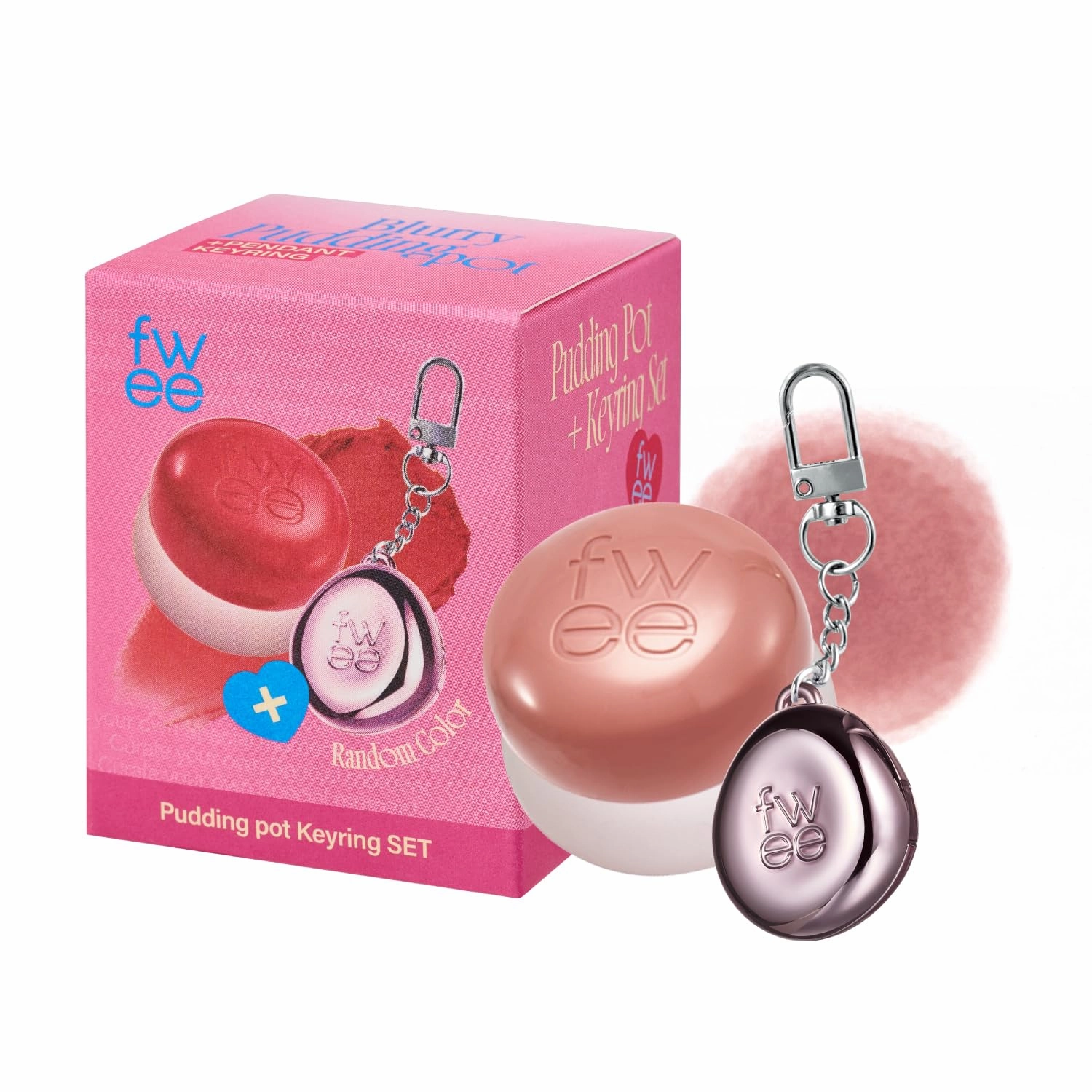 Blurry Pudding Pot   Keychain SET | Airbrushed Blush & Lip, Buildable Pigment, Long-lasting, Lightweight, Easy to Blend, Natural Soft Matte Finish Makeup – Without (Beige Pink) | 0.17 oz