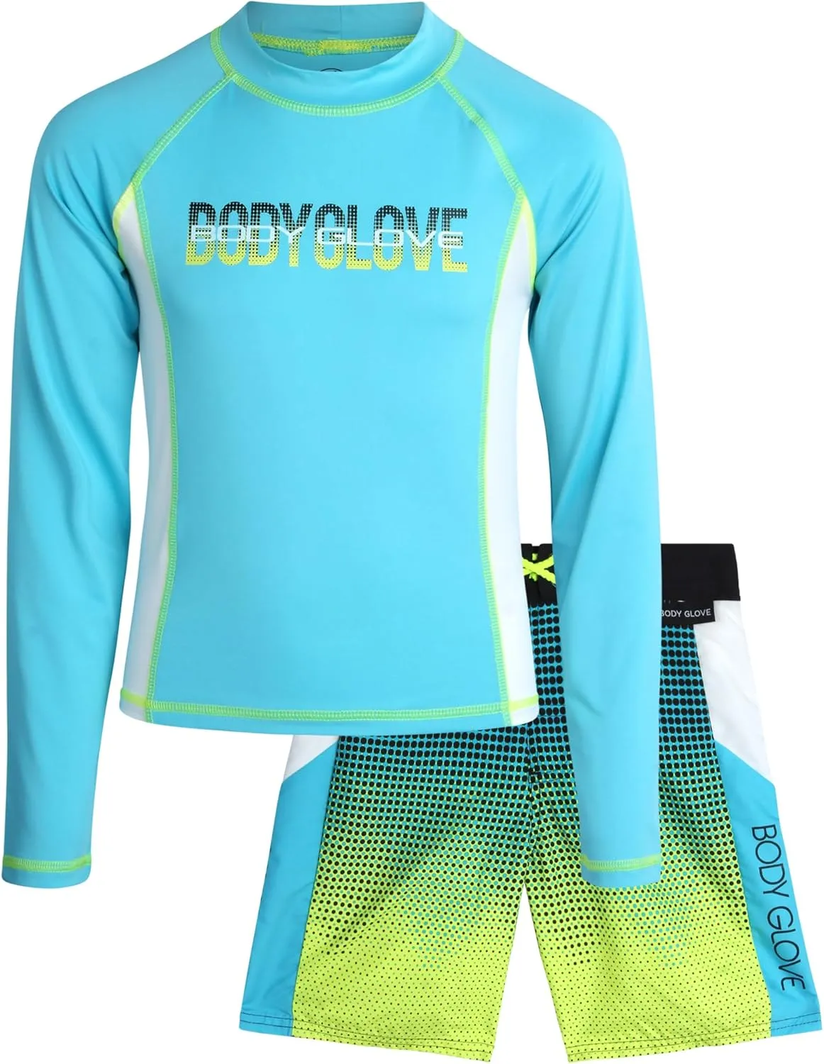 Body Glove Boys Swim Set - 2 Piece UPF 50  Swim Trunks and Rash Guard for Boys Kids Swimwear Set (Sizes: 4-12)