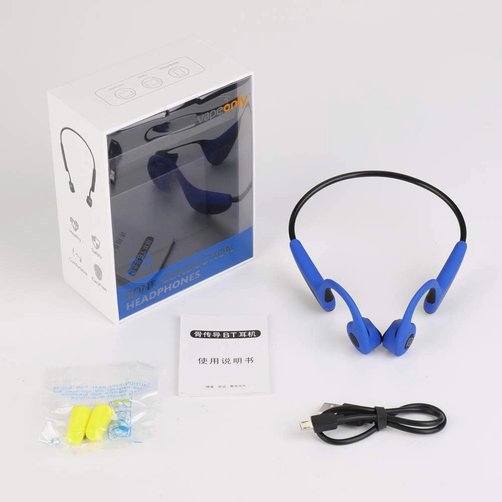 Bone Conduction Headphones for Sports Bluetooth 5.0 Open Ear Wireless Titanium HiFi Stereo with Mic Sweatproof Sports Headphones for Running Driving Cycling (Blue)