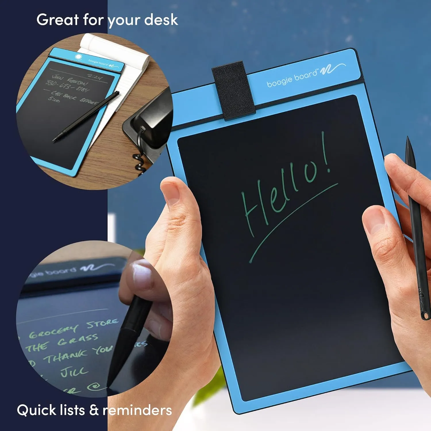 Boogie Board Basics Reusable Writing Pad - Digital Drawing Tablet, LCD Writing Pad with Instant Erase and Stylus Pen - Perfect for Writing, Drawing, and Note-Taking