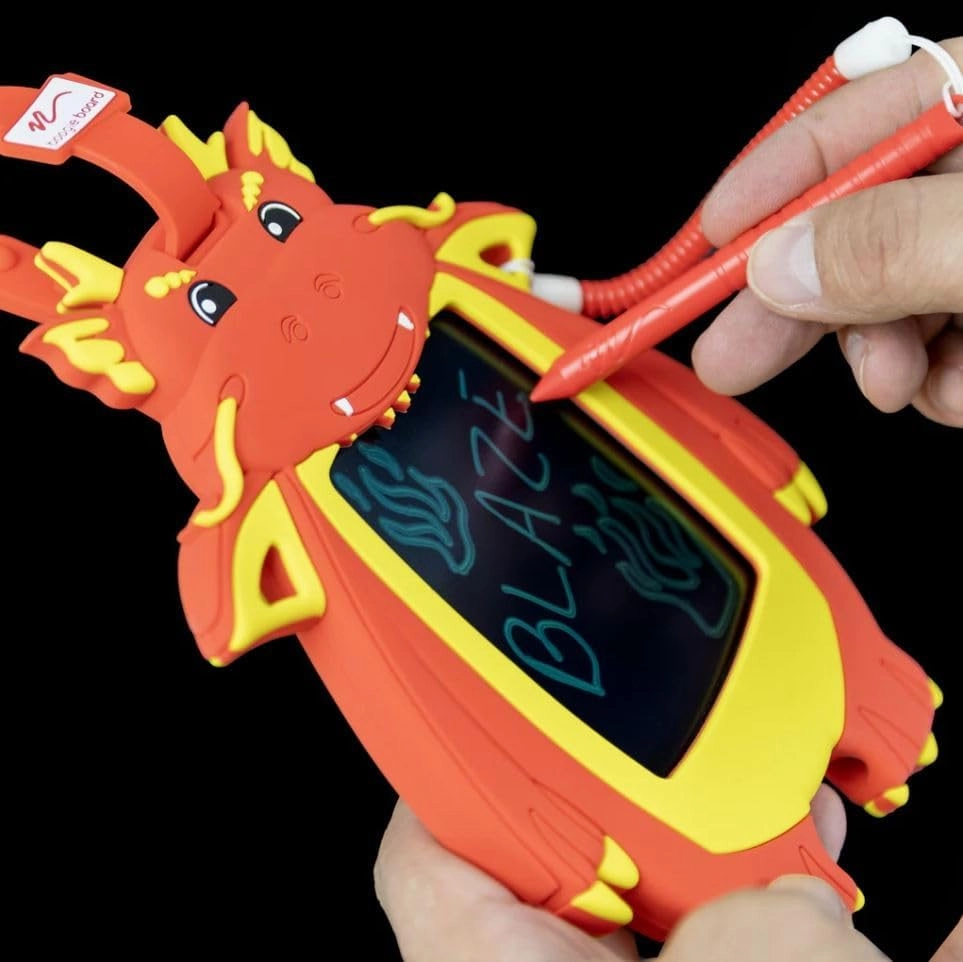 Boogie Board Kids Sketch Pals Portable Authentic Doodle Board, 4-inch Reusable Drawing Pad with Attached Stylus, Perfect for Travel & Road Trips for Kids Ages 4 , Dragon - Limited Edition
