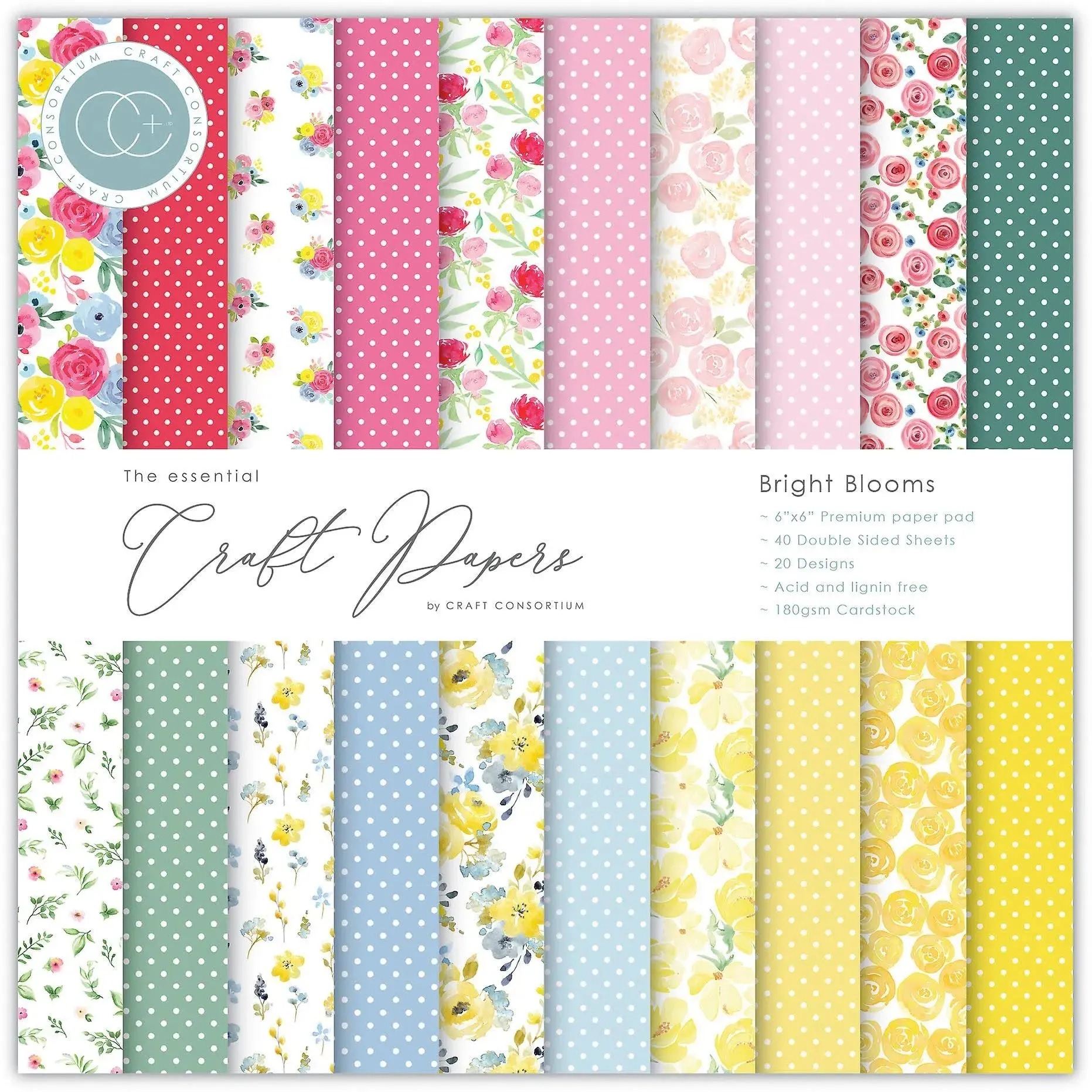 Bright Blooms 6x6 pad - Craft Consortium