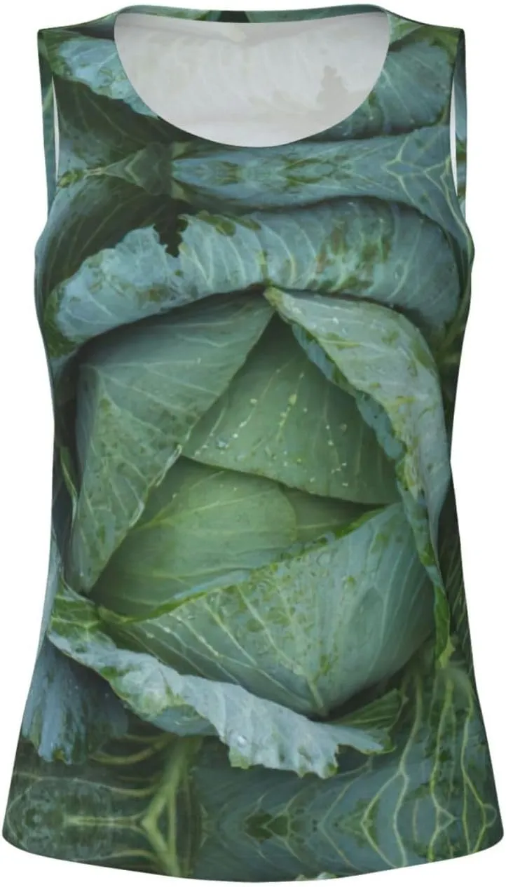 Bright Cabbage Print Athletic Tank Tops Summer Workout Keeping Comfortable Yoga Running Hiking Period