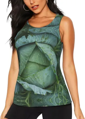 Bright Cabbage Print Athletic Tank Tops Summer Workout Keeping Comfortable Yoga Running Hiking Period