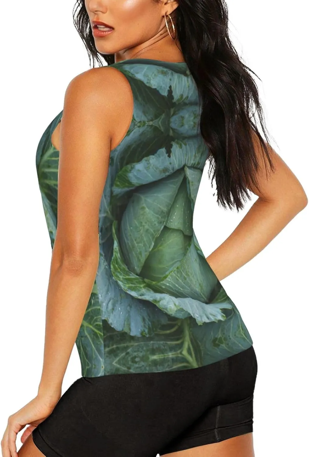 Bright Cabbage Print Athletic Tank Tops Summer Workout Keeping Comfortable Yoga Running Hiking Period