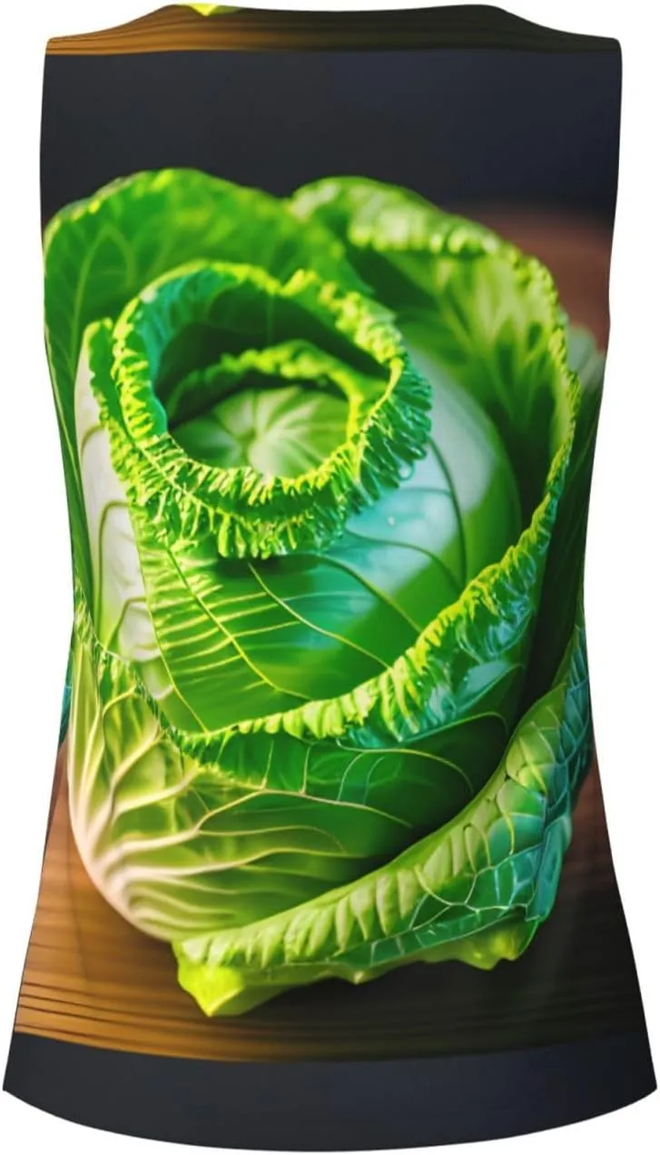 Bright Cabbage Print Daily-Errands Functionality Sleeveless Gym Tank Top Running Hiking Fitness Training