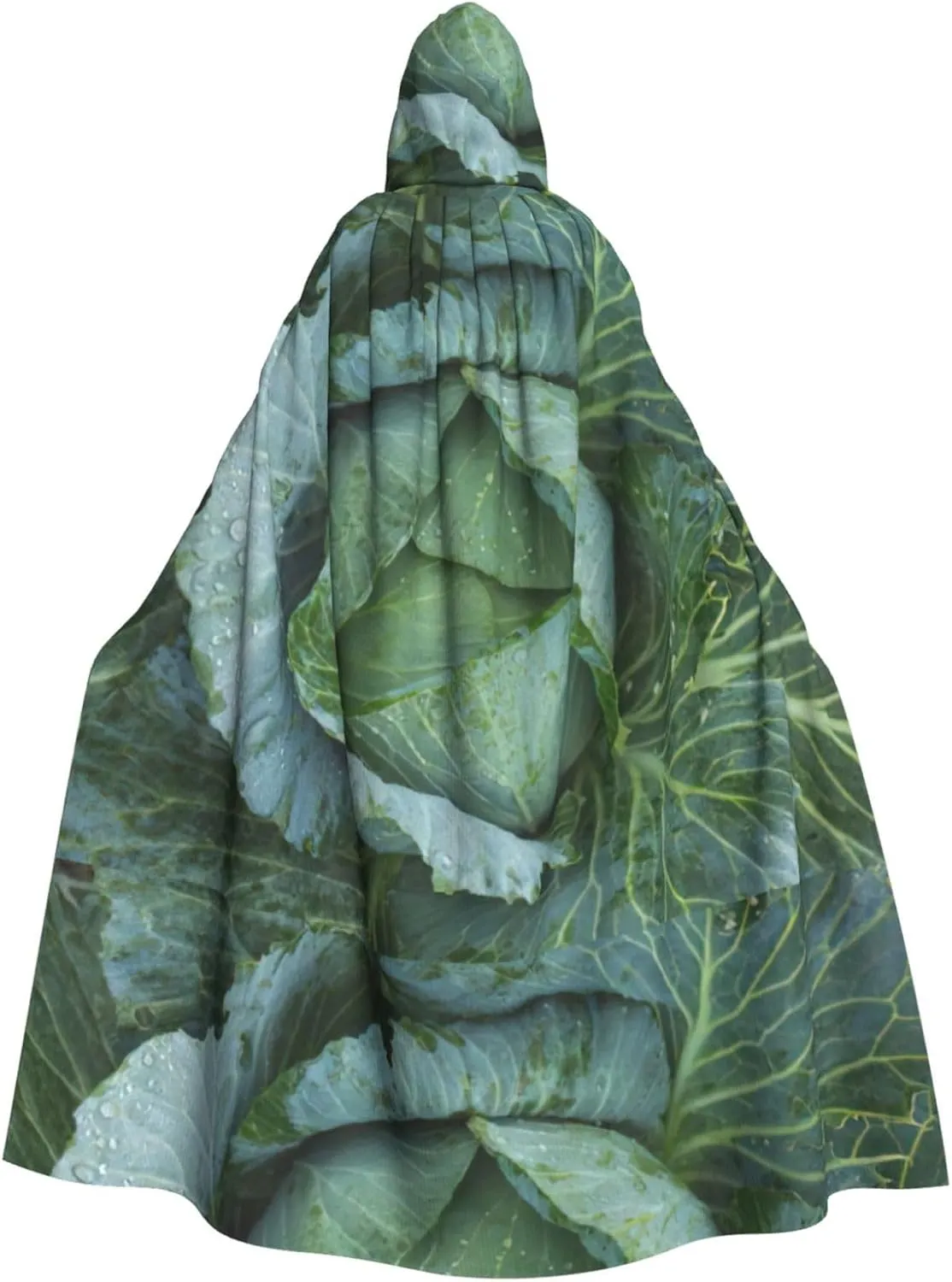 Bright Cabbage Print Hooded Cloak for All Unisex Cosplay Costume Halloween Decoration Carnival Supplies, Black