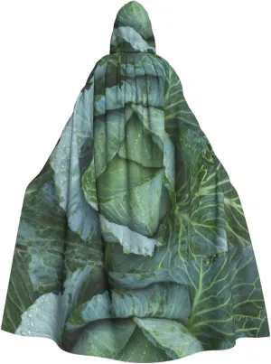Bright Cabbage Print Hooded Cloak for All Unisex Cosplay Costume Halloween Decoration Carnival Supplies, Black