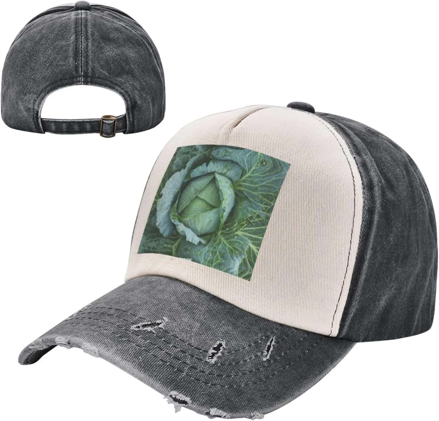Bright Cabbage Print Plain hat Washed Distressed Baseball Cap Adjustable Hat Unisex Classic Outdoor Hat