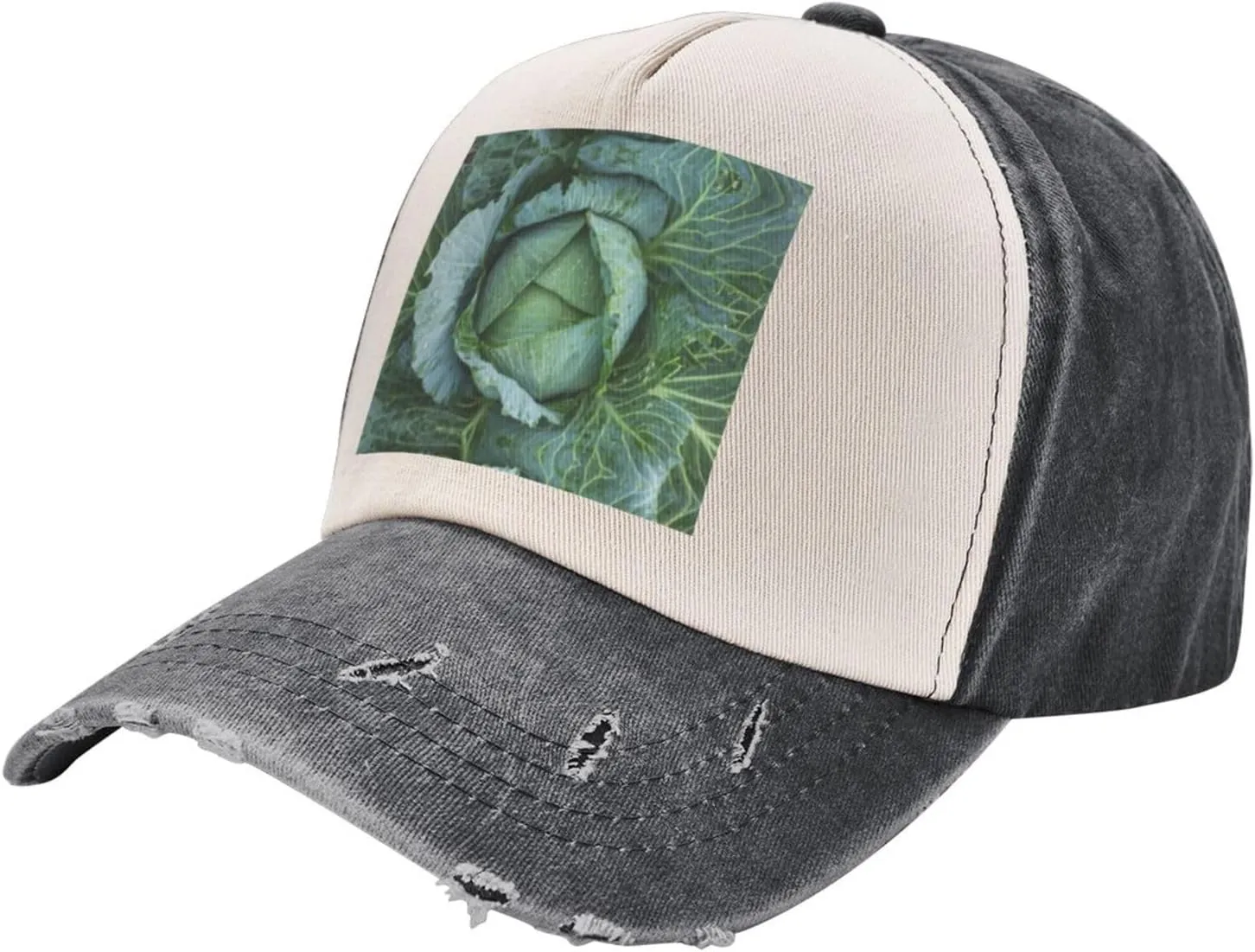 Bright Cabbage Print Plain hat Washed Distressed Baseball Cap Adjustable Hat Unisex Classic Outdoor Hat