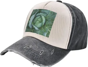Bright Cabbage Print Plain hat Washed Distressed Baseball Cap Adjustable Hat Unisex Classic Outdoor Hat