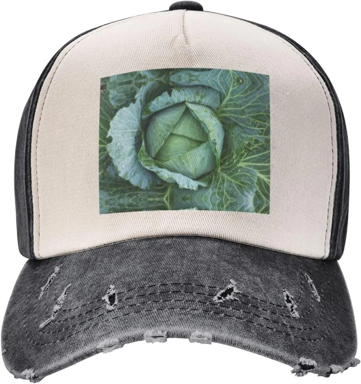 Bright Cabbage Print Plain hat Washed Distressed Baseball Cap Adjustable Hat Unisex Classic Outdoor Hat