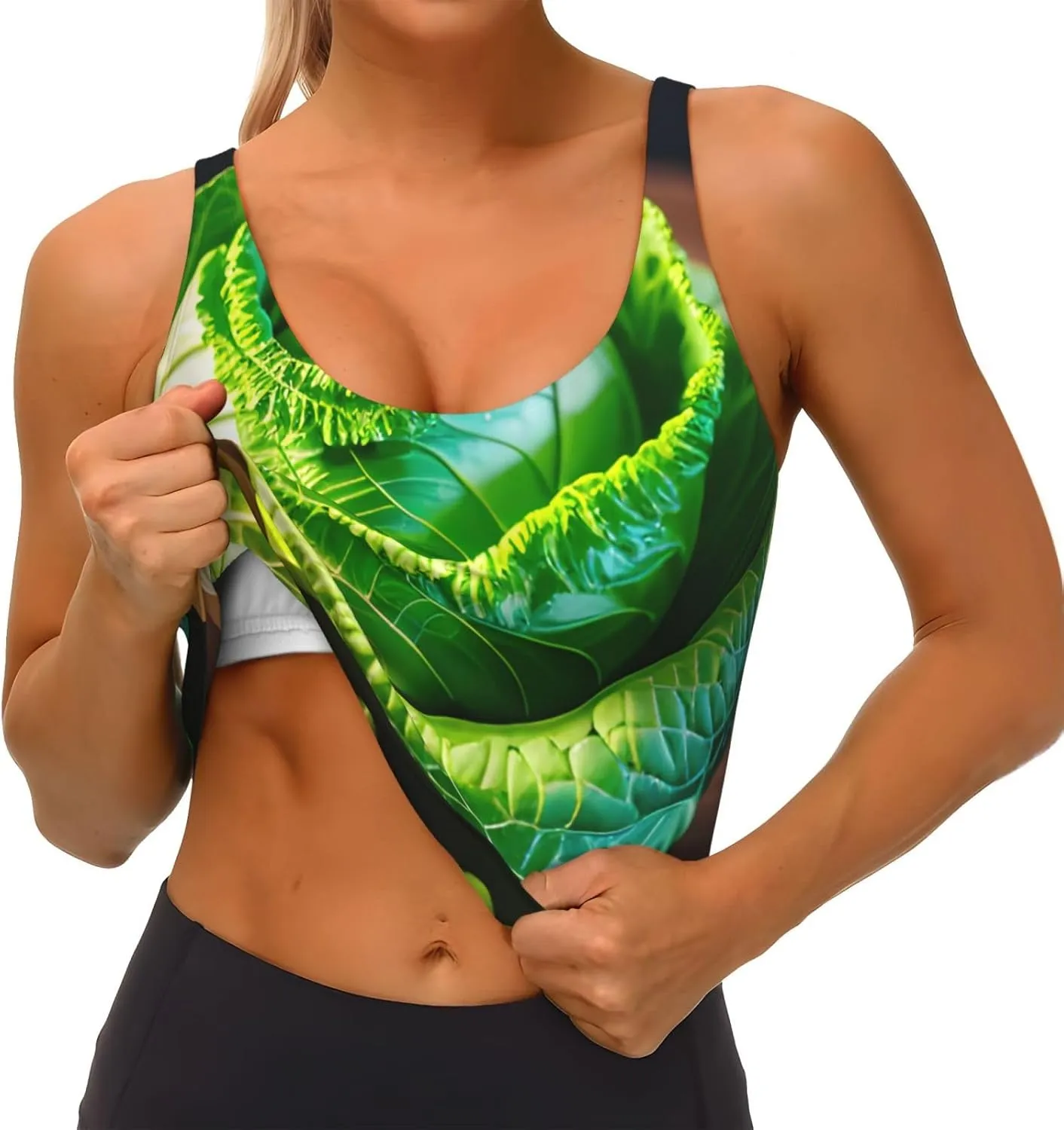 Bright Cabbage Printing Summer Sports Vest For Women,Comfortable Yoga Vest With Detachable Chest Pad For Running Yoga