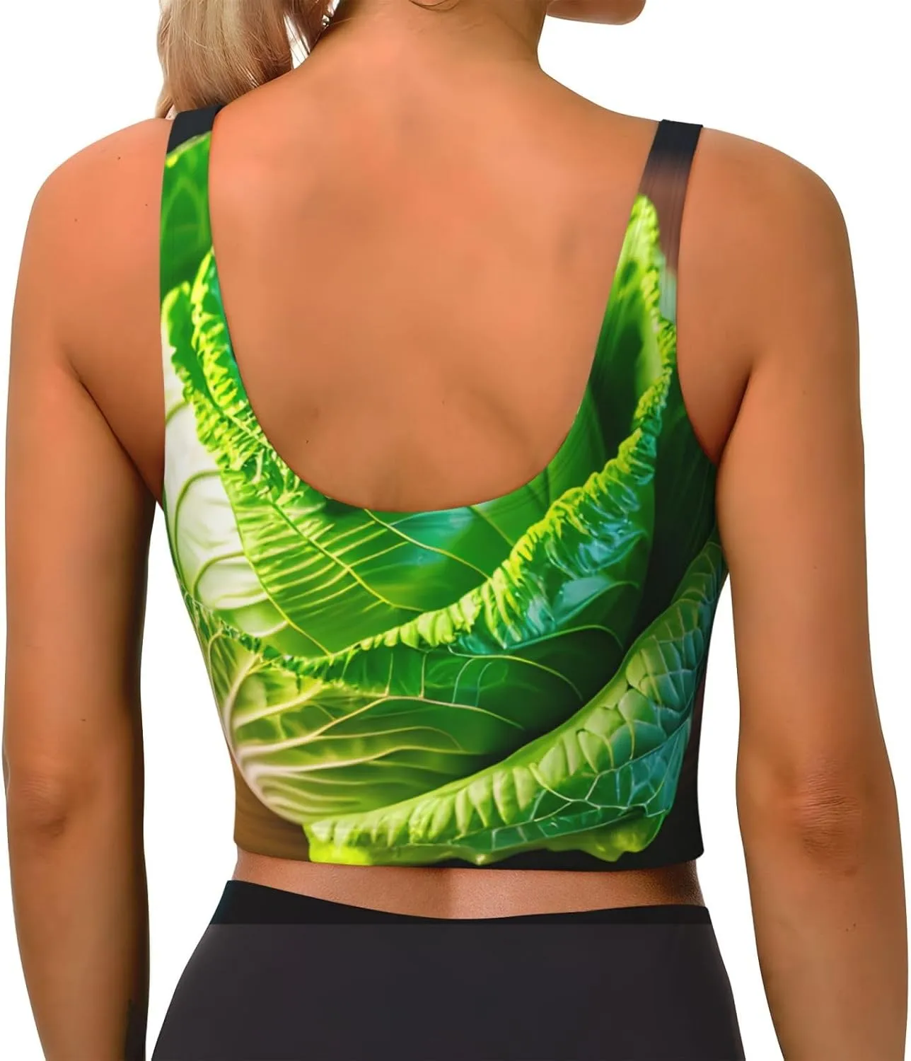 Bright Cabbage Printing Summer Sports Vest For Women,Comfortable Yoga Vest With Detachable Chest Pad For Running Yoga