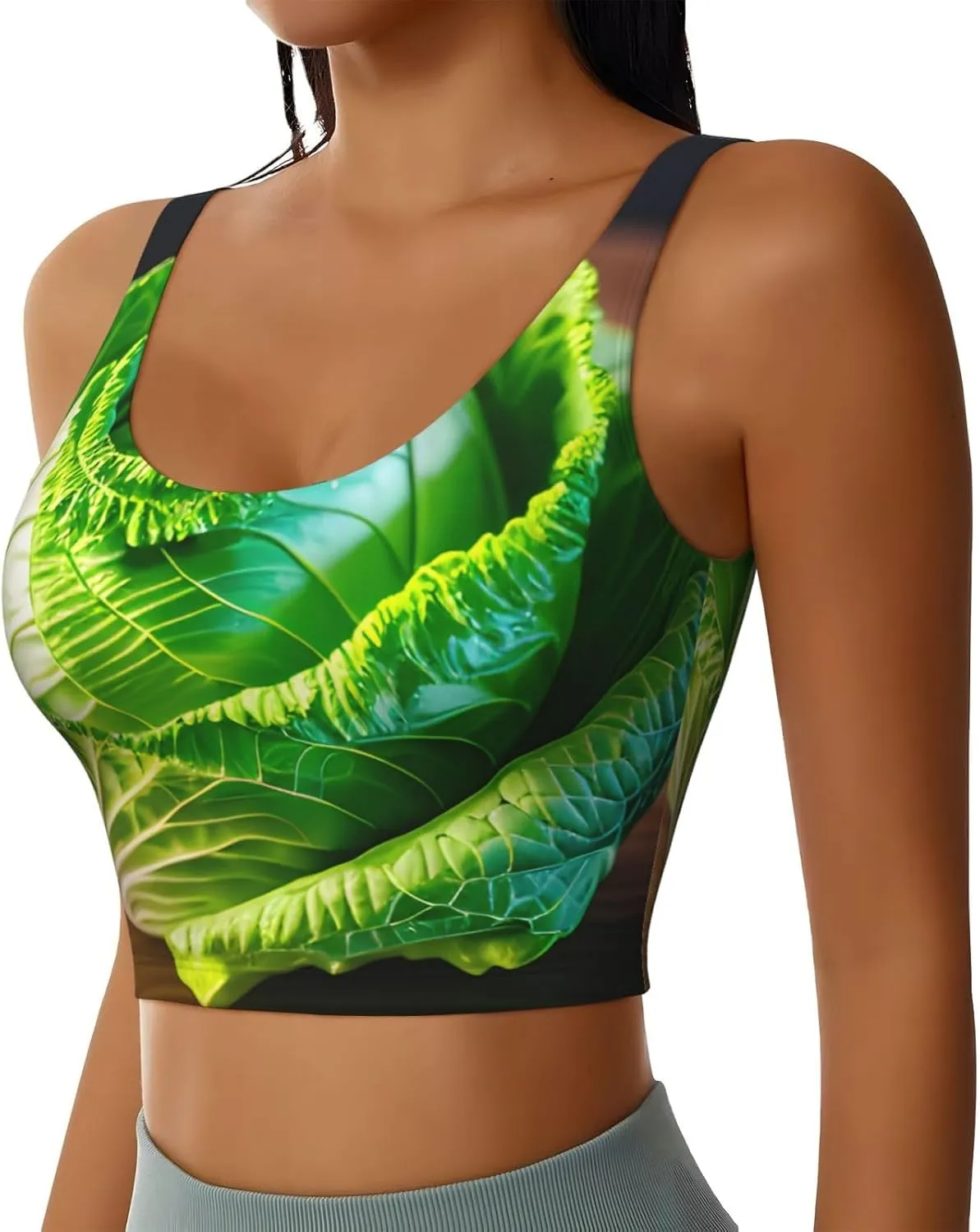 Bright Cabbage Printing Summer Sports Vest For Women,Comfortable Yoga Vest With Detachable Chest Pad For Running Yoga
