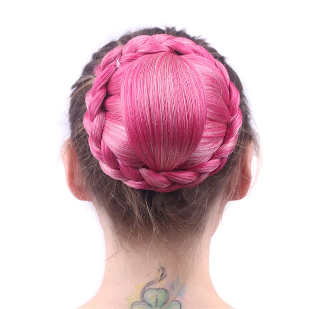 Bright Pink Color Hair Bun Of European Court Synthetic Hair Chignon For Women J044-YF 1 PC