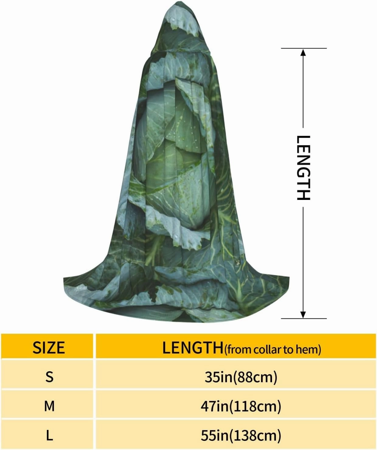 Bright Cabbage Print Carnival Theme Decor Hooded Cloak For Witch Costume Vampire Role Play Halloween
