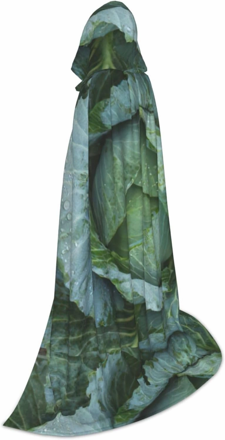 Bright Cabbage Print Carnival Theme Decor Hooded Cloak For Witch Costume Vampire Role Play Halloween