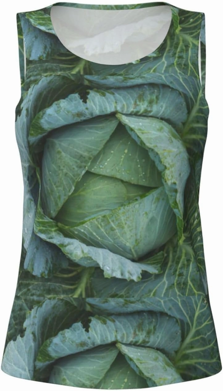 Bright Cabbage Print Daily-Errands Functionality Sleeveless Gym Tank Top Running Hiking Fitness Training