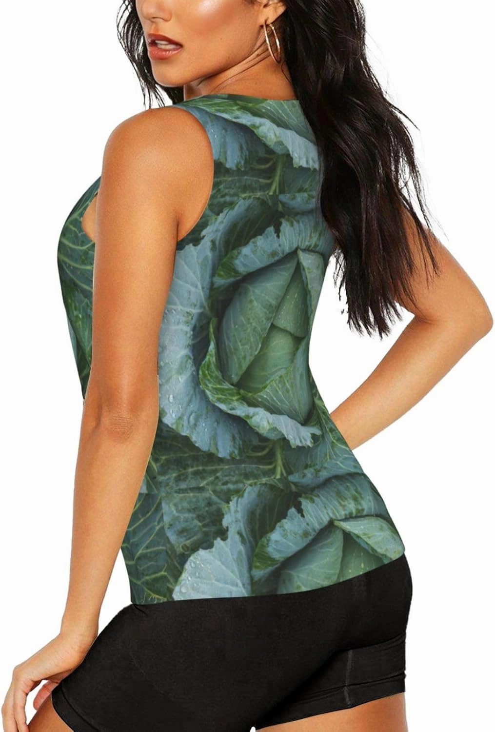 Bright Cabbage Print Daily-Errands Functionality Sleeveless Gym Tank Top Running Hiking Fitness Training