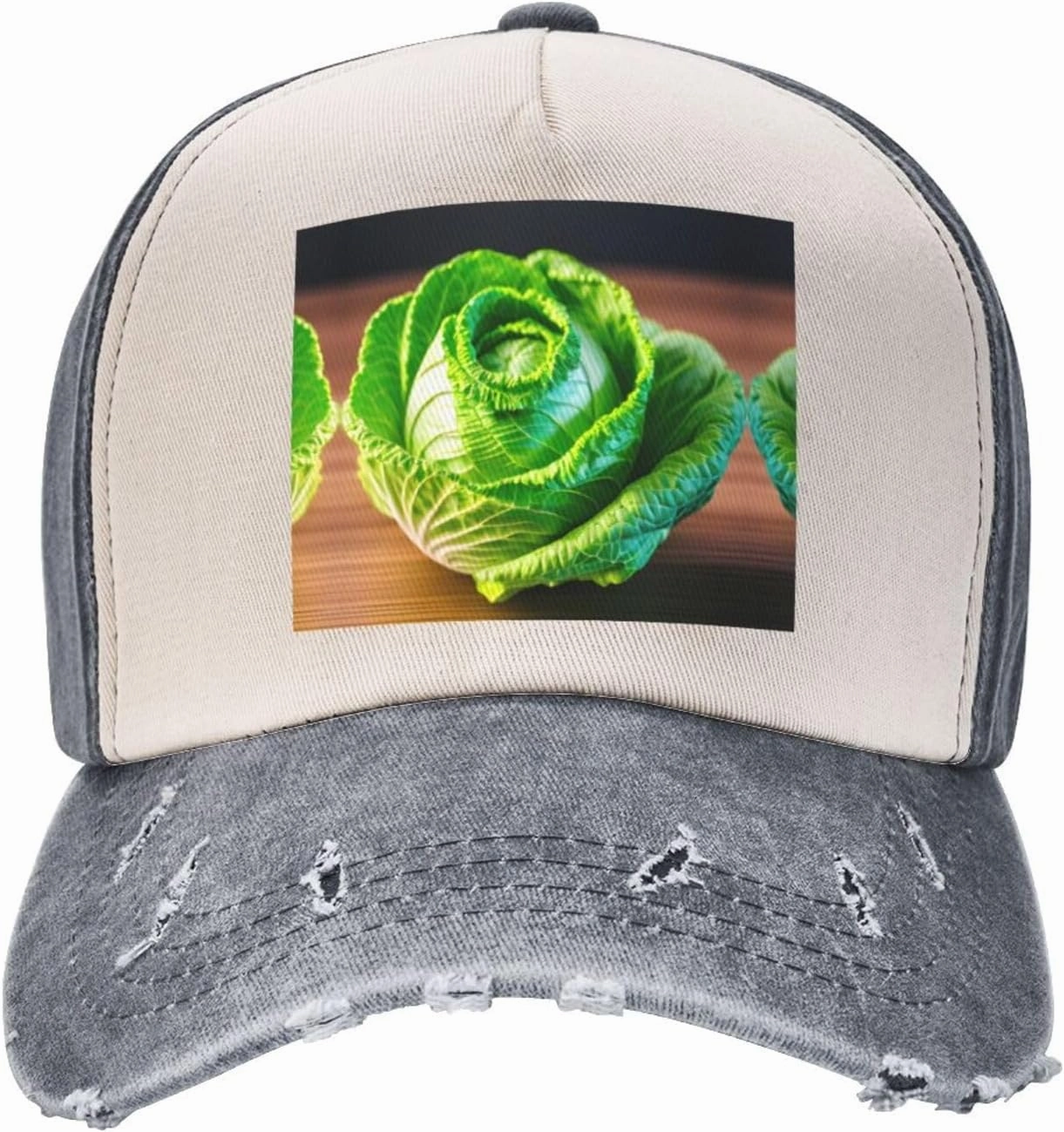 Bright Cabbage Print Plain hat Washed Distressed Baseball Cap Adjustable Hat Unisex Classic Outdoor Hat