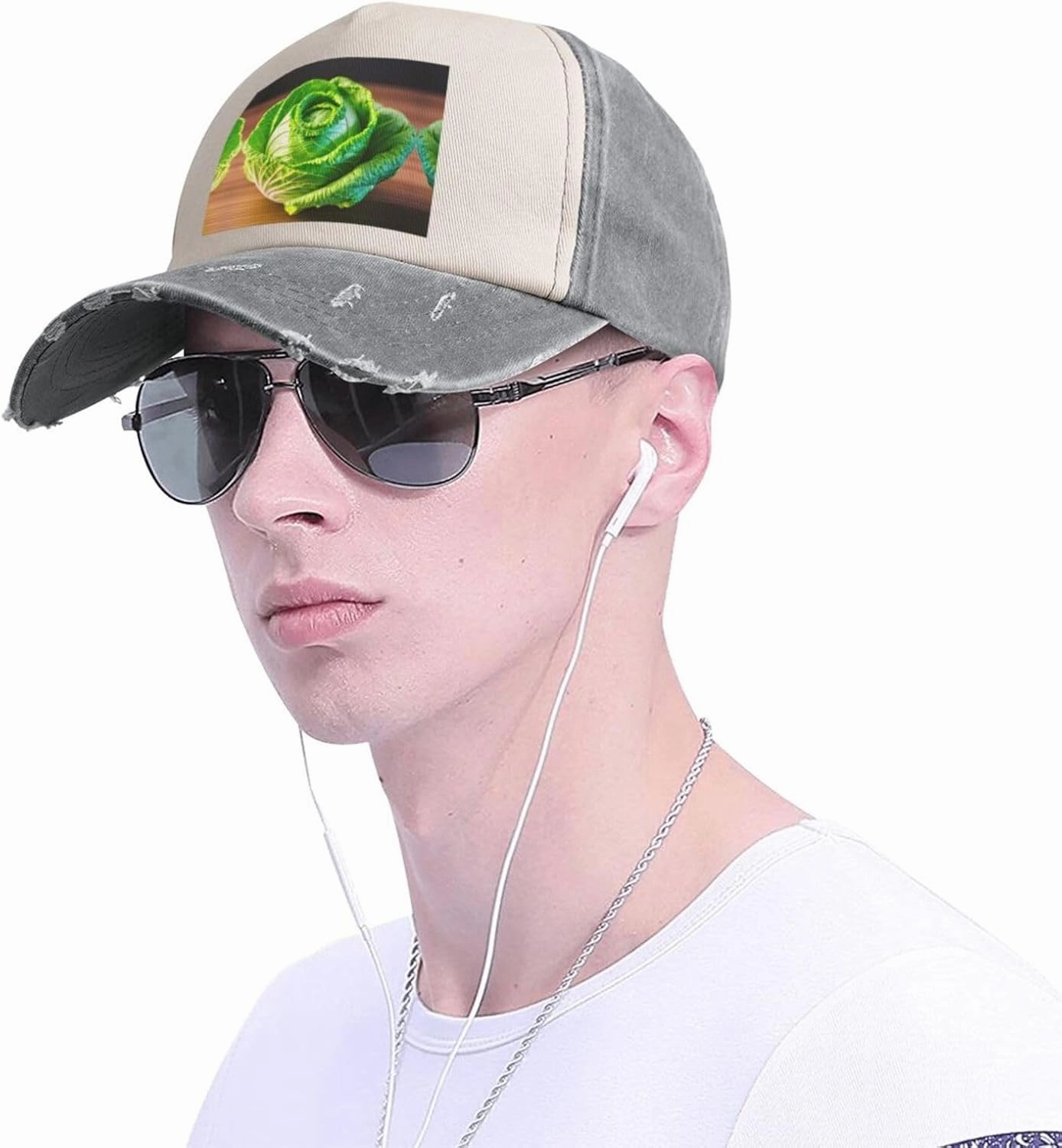 Bright Cabbage Print Plain hat Washed Distressed Baseball Cap Adjustable Hat Unisex Classic Outdoor Hat
