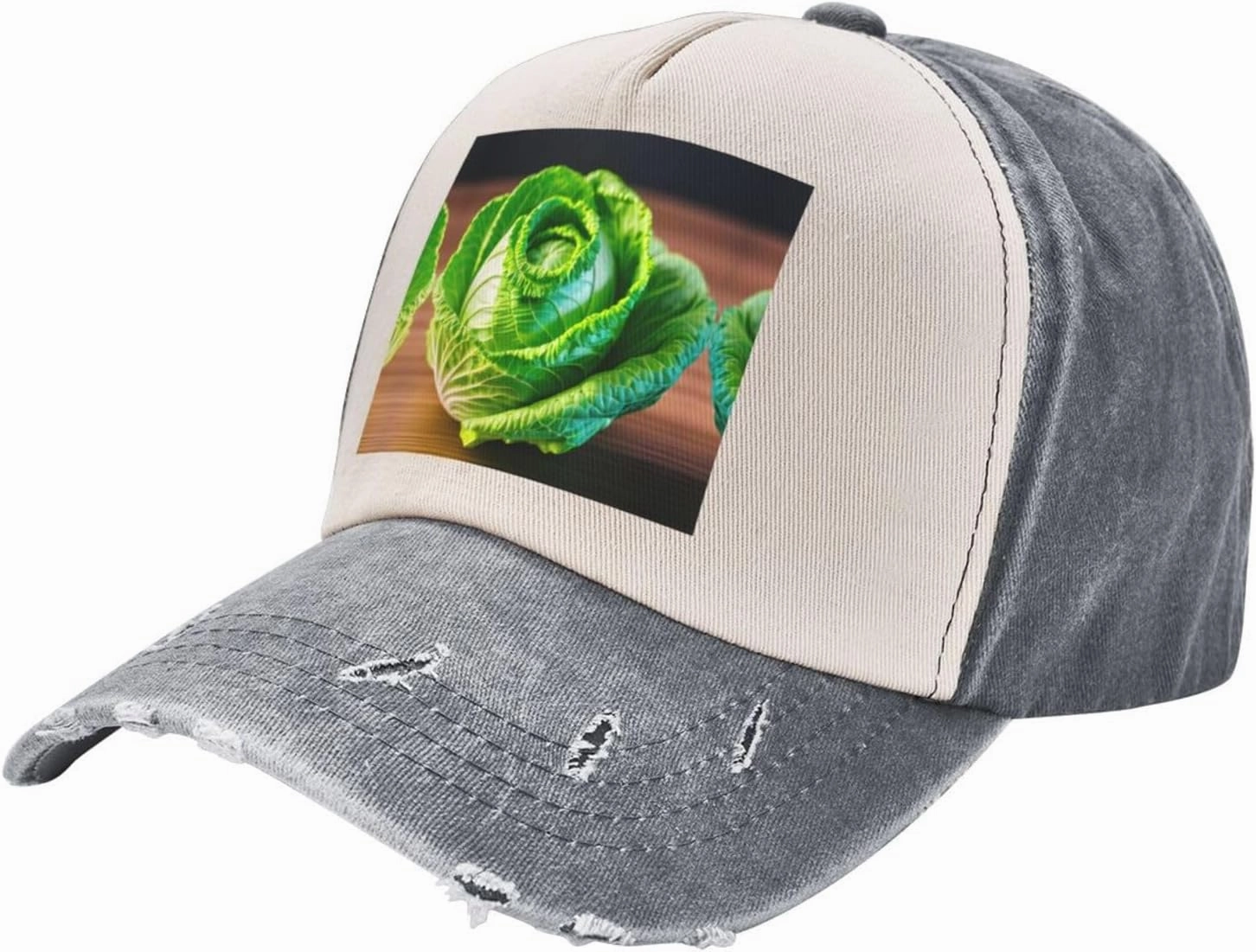 Bright Cabbage Print Plain hat Washed Distressed Baseball Cap Adjustable Hat Unisex Classic Outdoor Hat