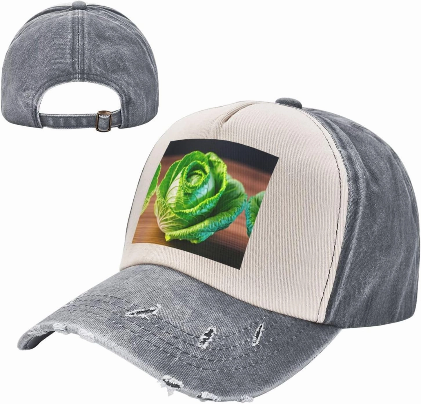 Bright Cabbage Print Plain hat Washed Distressed Baseball Cap Adjustable Hat Unisex Classic Outdoor Hat