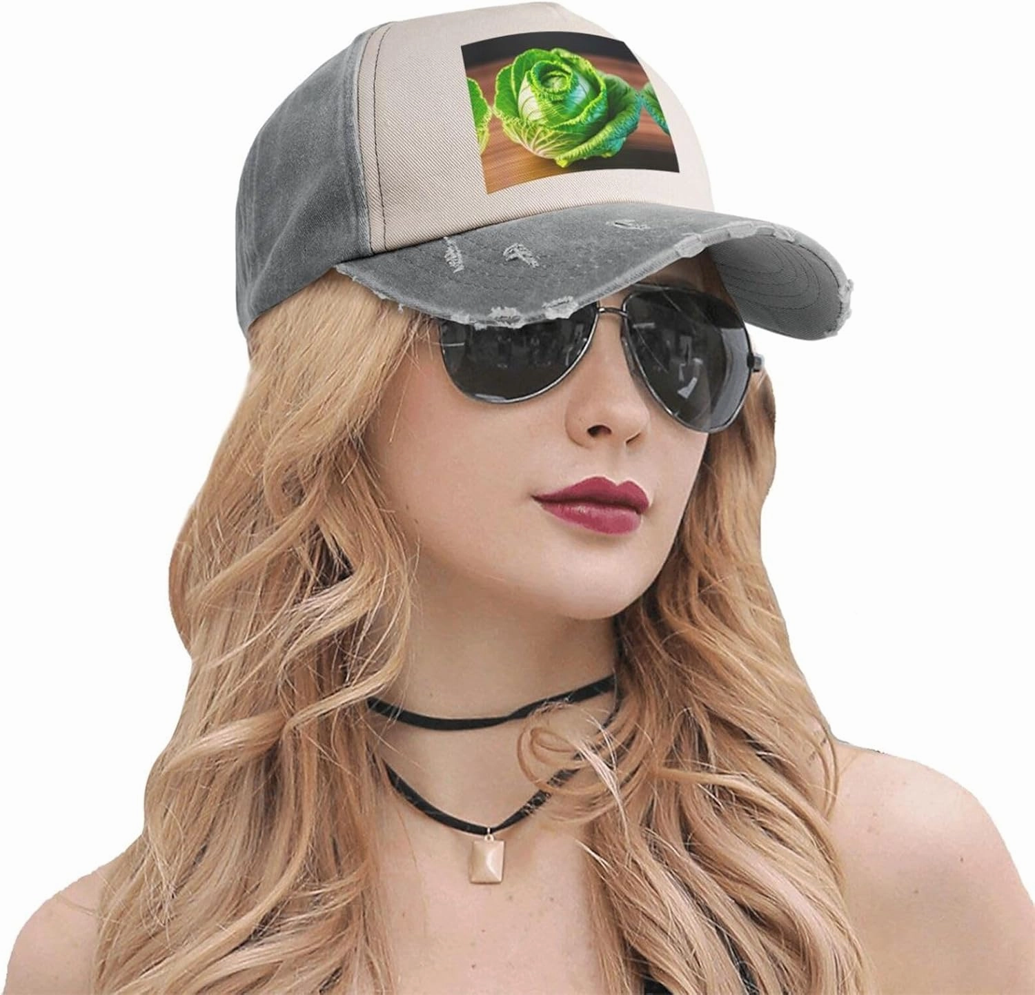 Bright Cabbage Print Plain hat Washed Distressed Baseball Cap Adjustable Hat Unisex Classic Outdoor Hat
