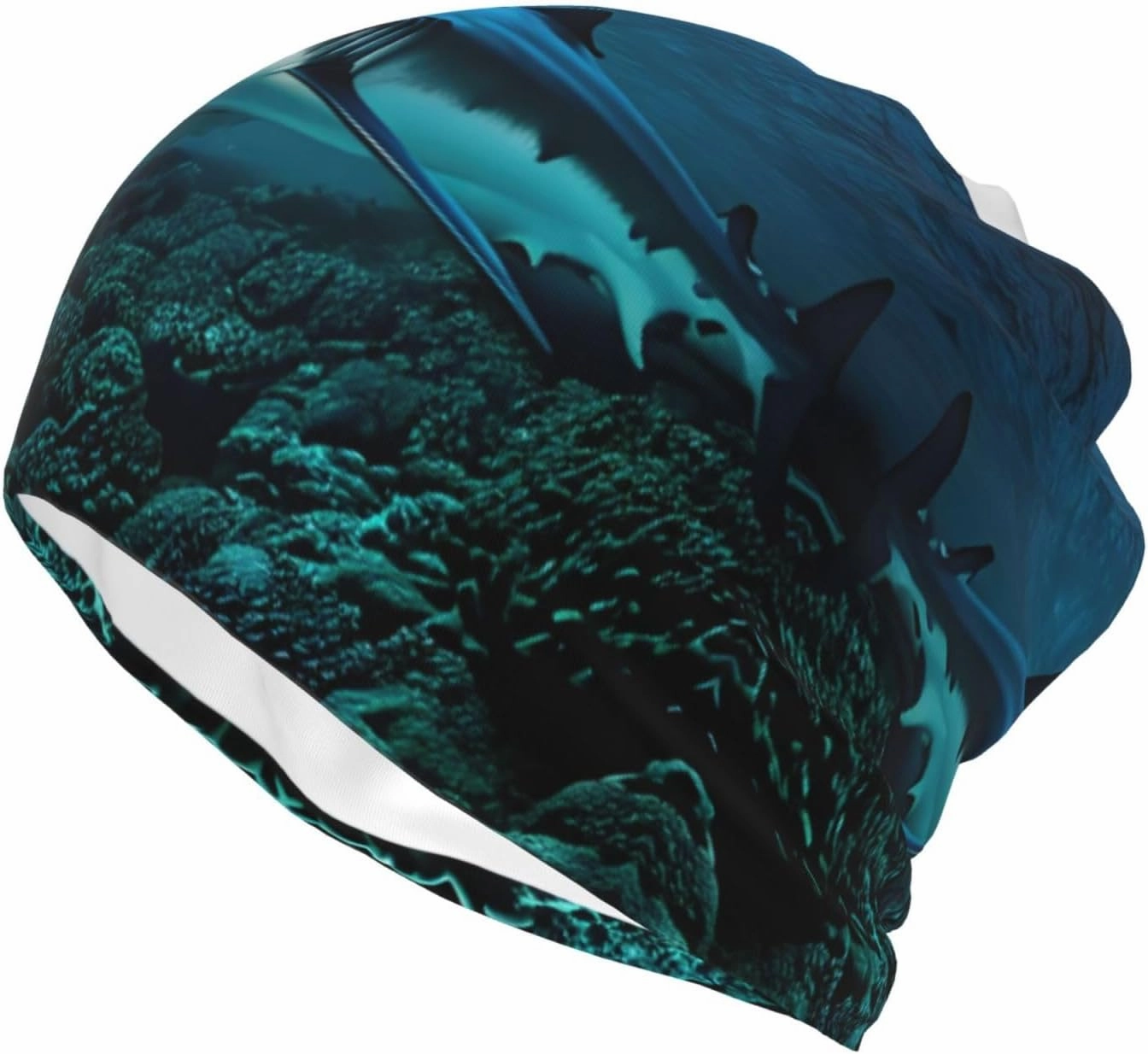 Bright Moon at Sea Hippie Print Funny Slouchy Beanie Multifunction Caps,Headwear Hats Turban Unisex