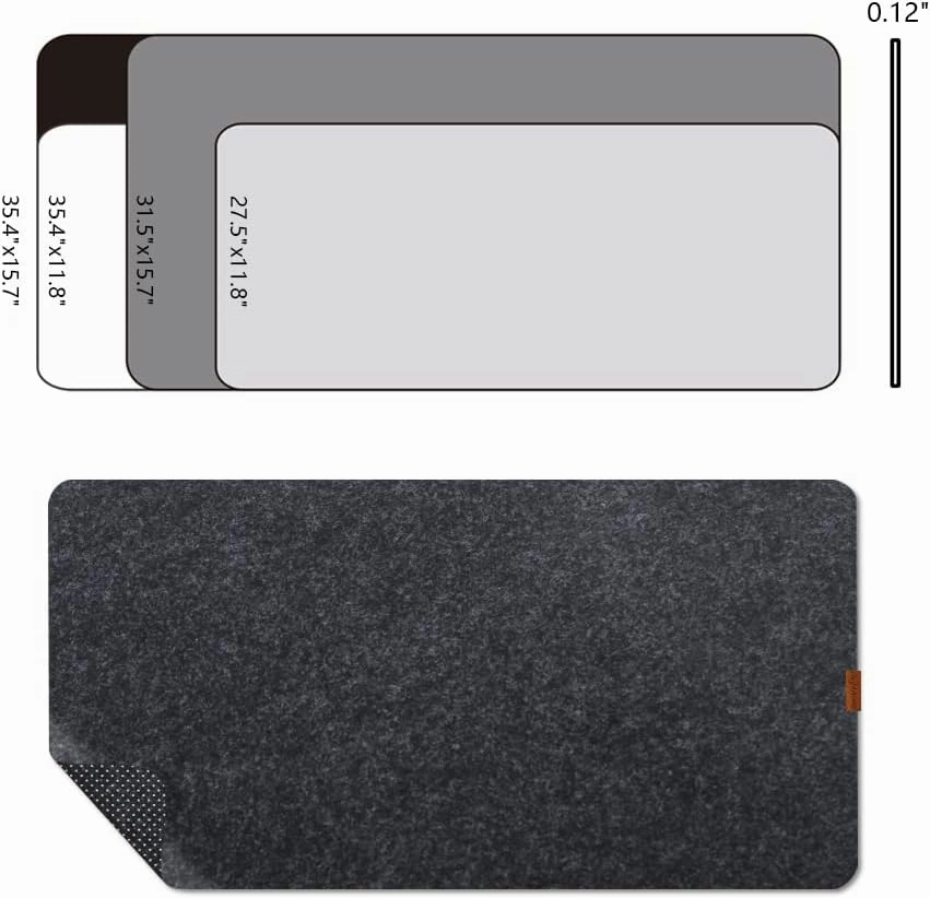 Bright Stone Felt Desk Mat,Non-Slip Mouse Pad, 27.5"x11.8" Office Supplies Desk Protector, Desk Accessories for Home and Office (Black)