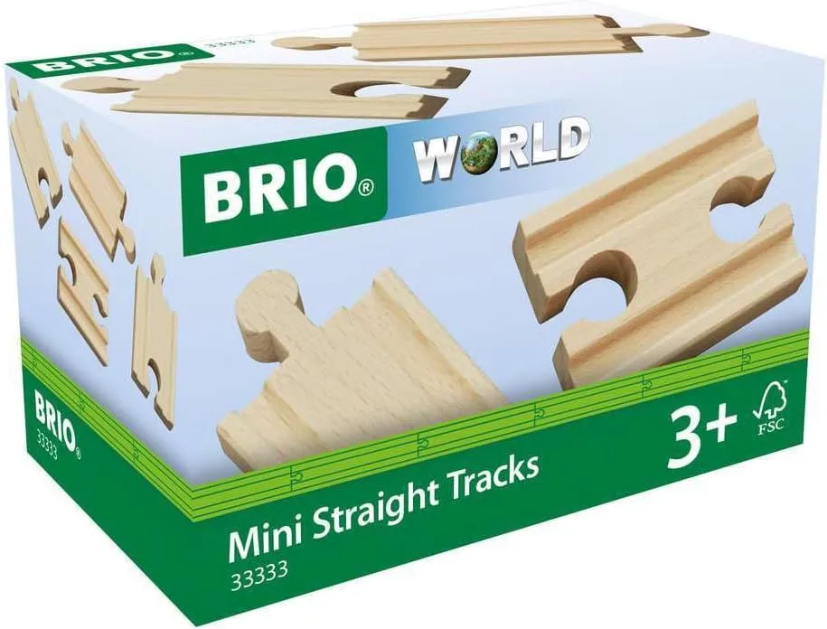 Brio World 33333-4-Piece Mini Straight Tracks | Versatile Wooden Train Set Extension | Ideal for Kids Aged 3 & Up | Compatible with Brio Railway Toys | FSC Certified for Sustainable Forestry