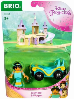 BRIO - 33359 Disney Princess Jasmine & Wagon | 2 Piece Toy Train for Kids Ages 3 and Up Multicolor