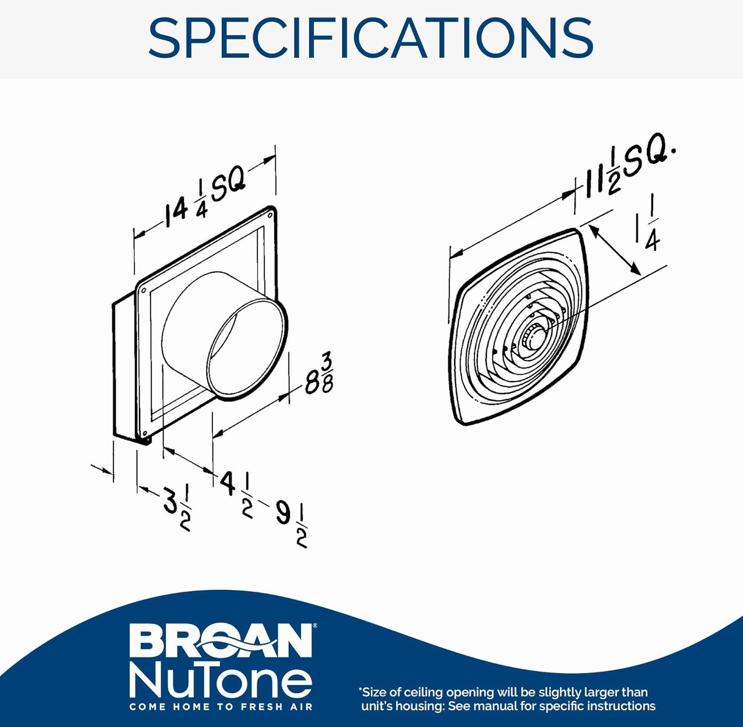 Broan-NuTone 509 Through-the-Wall Ventilation Fan White Cover, 200 CFM, 8.5 Sones, 8"