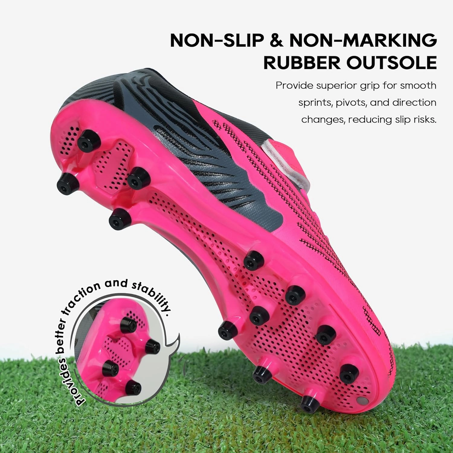 brooman Kids Firm Ground Soccer Cleats Boys Girls Athletic Football Shoes